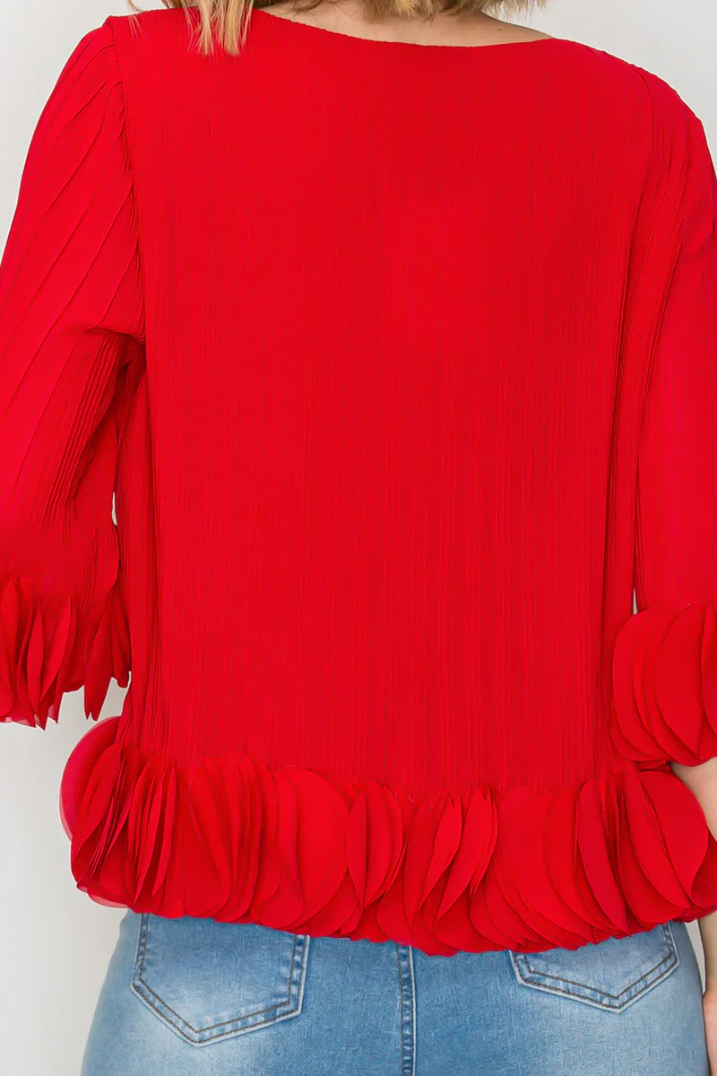 Woven Pleated Top Black or Red