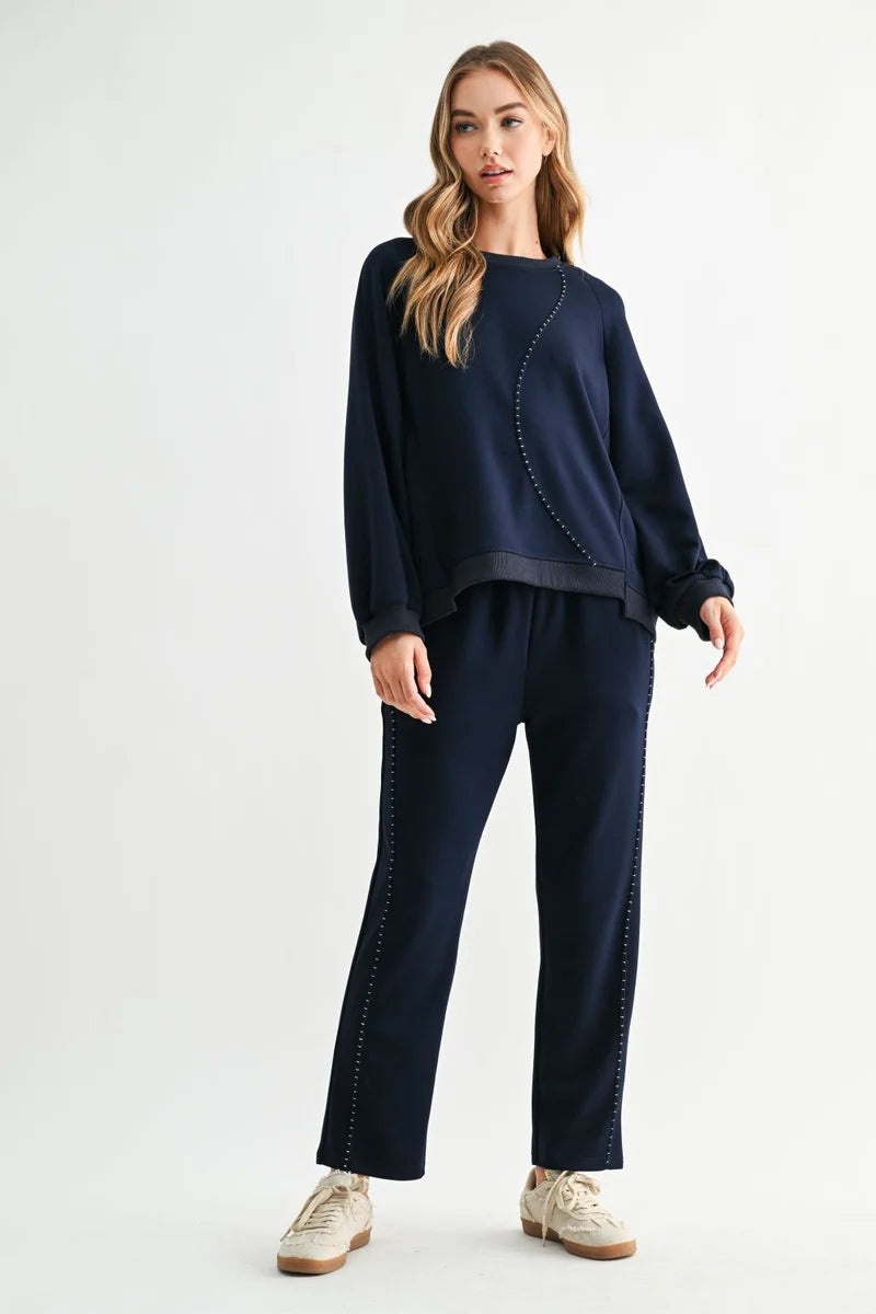 Navy Pant w/ Tonal Stitch Design