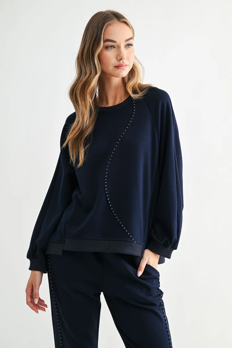 Navy Pant w/ Tonal Stitch Design