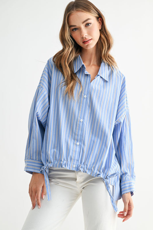 Jeff Stripe with front strings Blouse