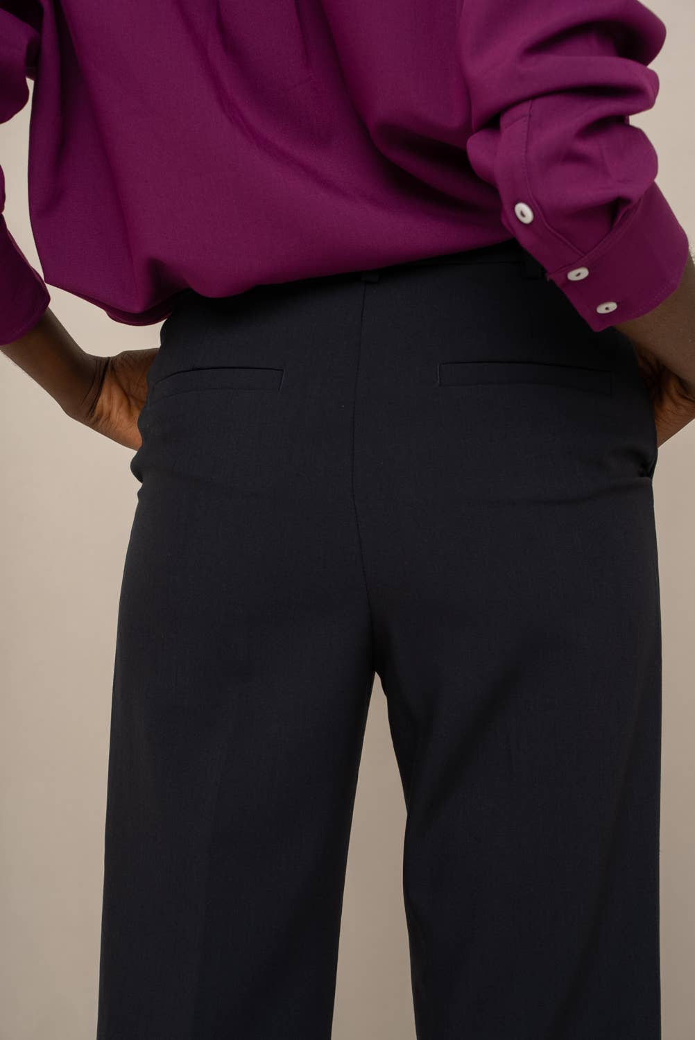 Garance straight tailored pants: Navy / 34