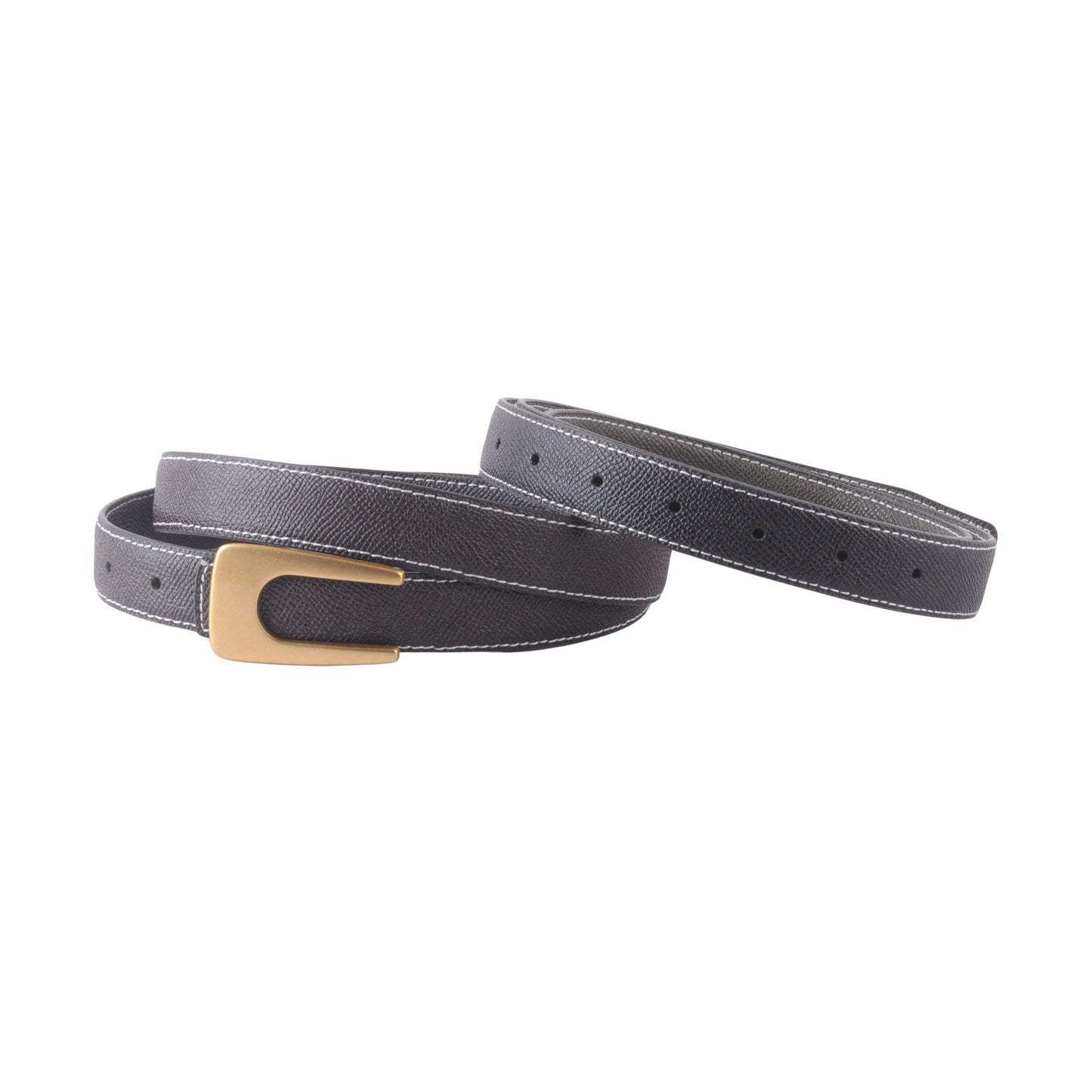 Reversible Belt w/ Angular Asymmetrical Buckle: Taupe