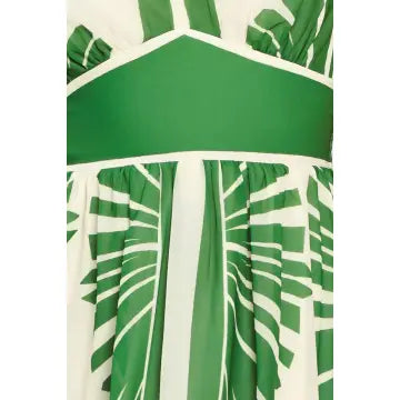 Printed Woven Ivory/ Green Mini