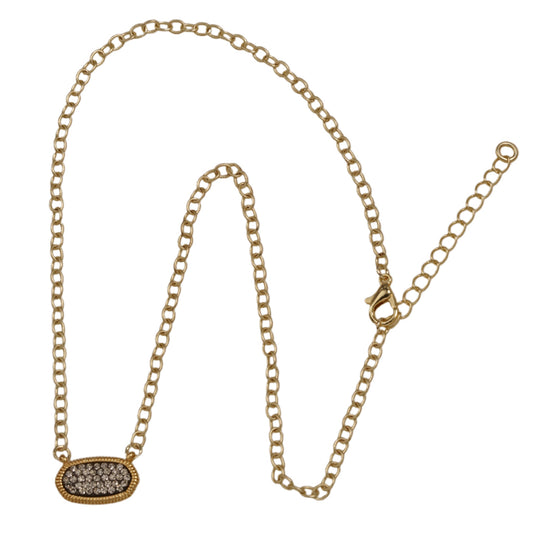 16" GOLD NECKLACE W/HEM PAVE PEND JN3608