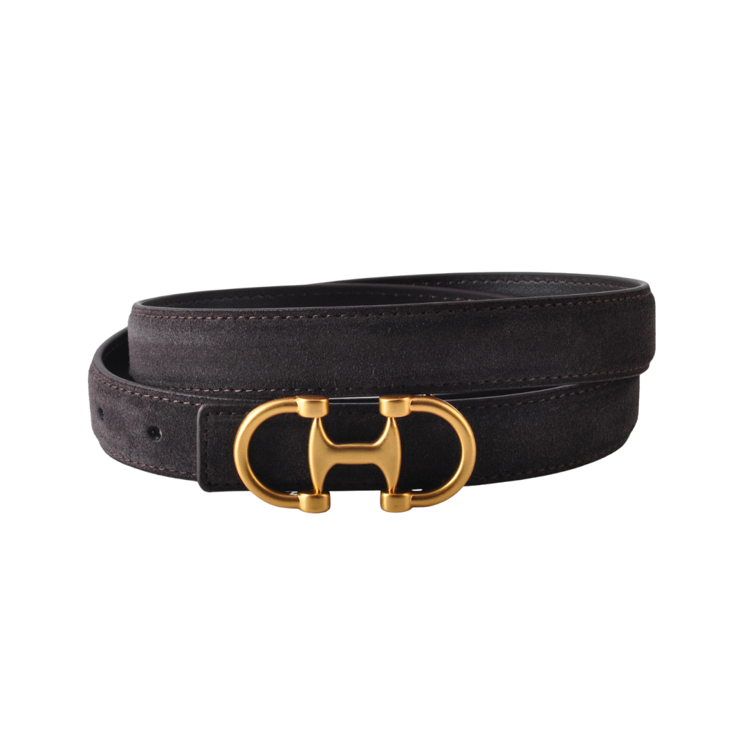 Horsebit Buckle Stitched Suede