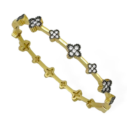 BRSH GOLD BRAC W/HEM FLOWERS JB3928
