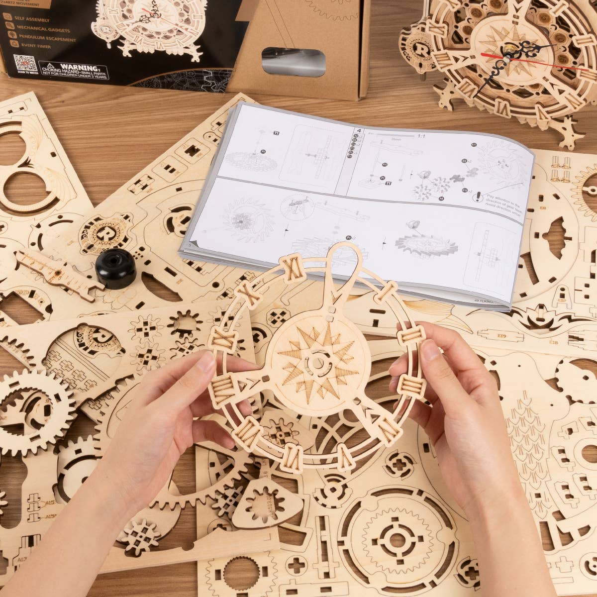 LK503 Owl Clock Mechanical Gears Puzzle