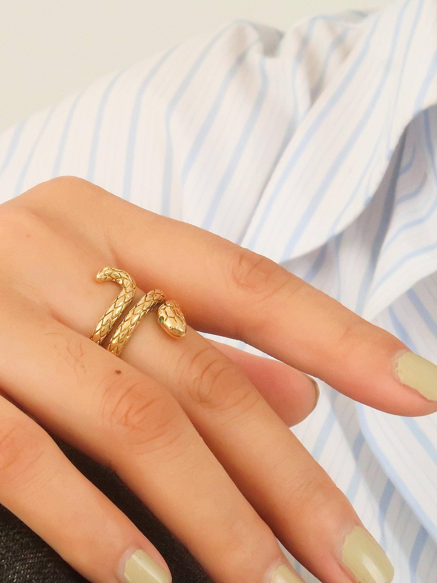 Lamia Gold Non-Tarnish Serpent Ring: Yellow Gold / 8