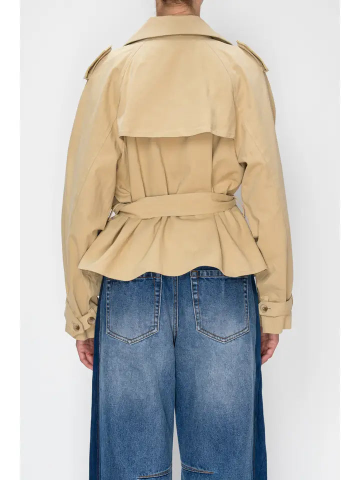 Double Breasted Belted Trench Jacket