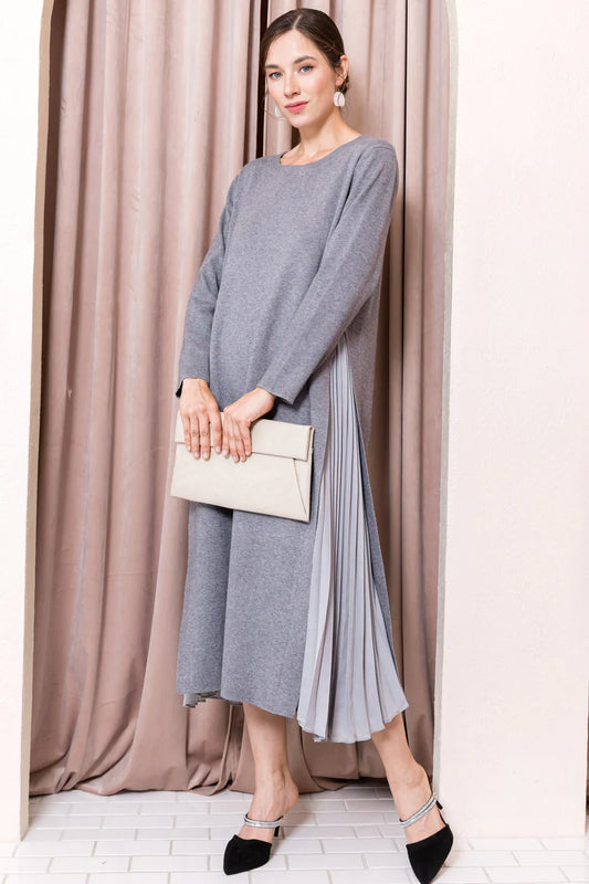 Sammy Knitted/Pleated Chiffon  Dress