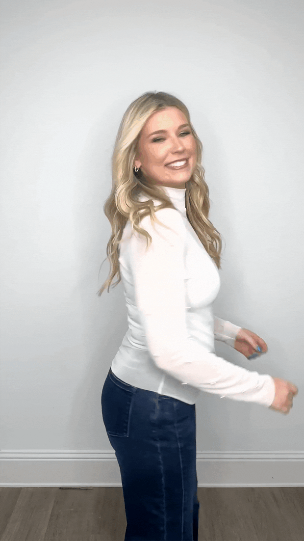 Pearl Detail Mesh Top