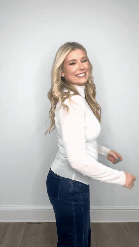 Pearl Detail Mesh Top