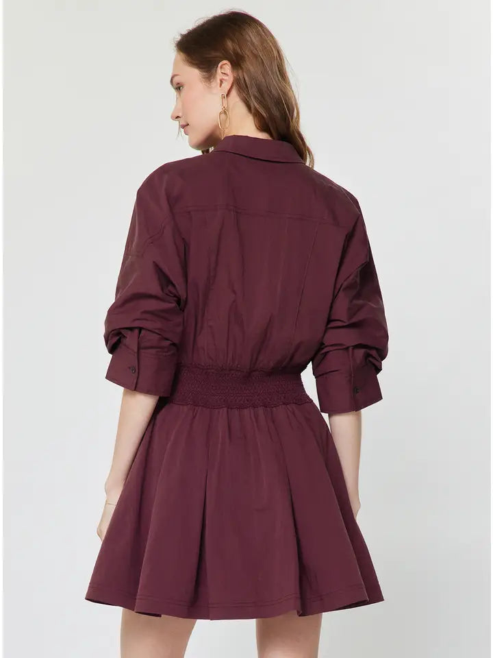 Flared Bordeaux Mini Dress