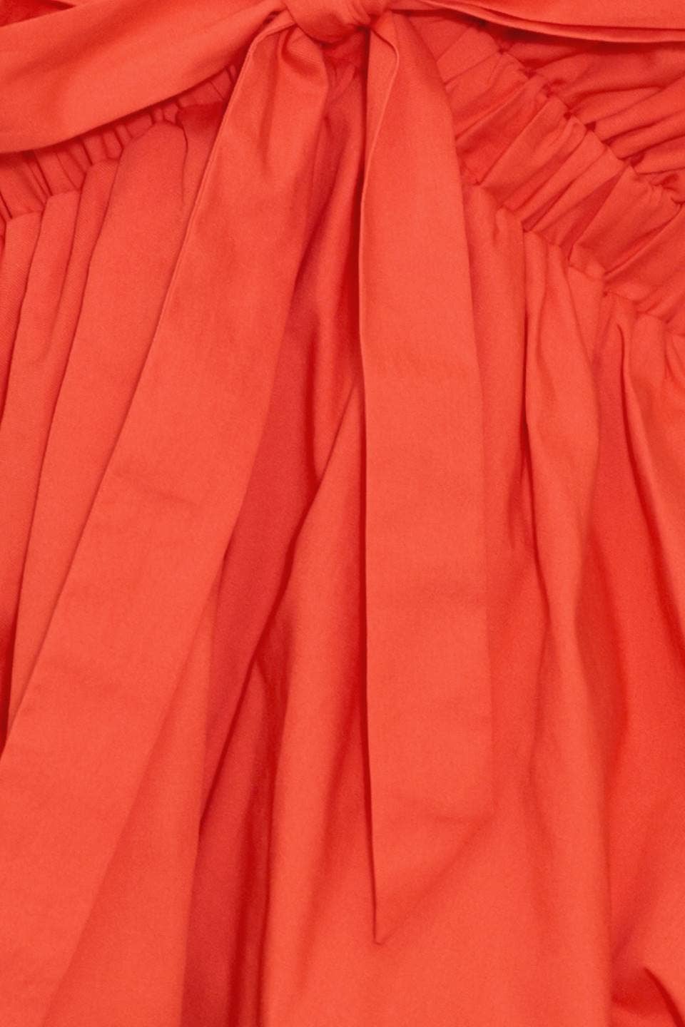 Woven Top Bubble Sleeve & Hem-Orange