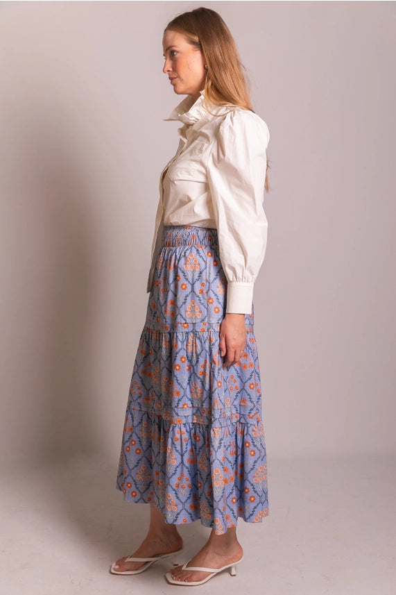 Ruffled Collar Gathered Cream Shirt