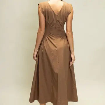 Ruched waist Midi Espresso Dress