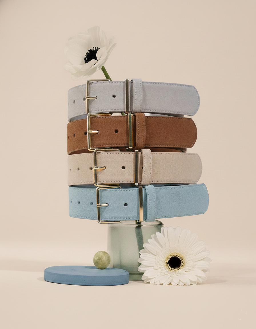 Springtime Suede Belt: Light Blue