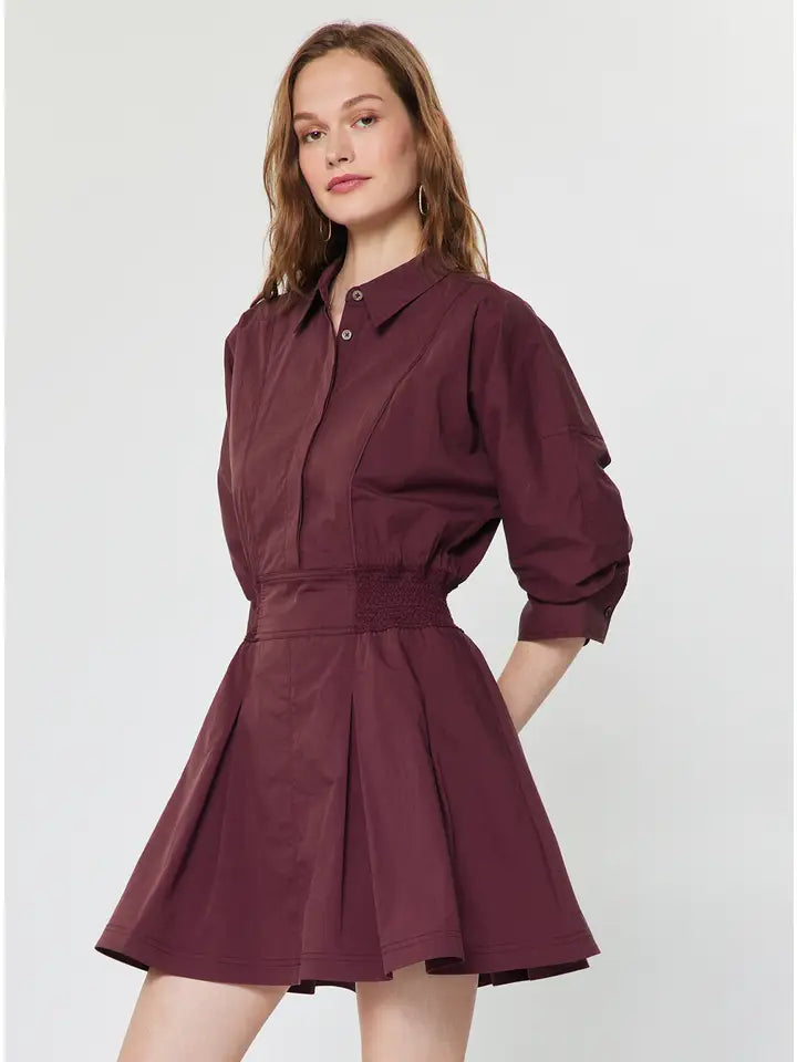 Flared Bordeaux Mini Dress