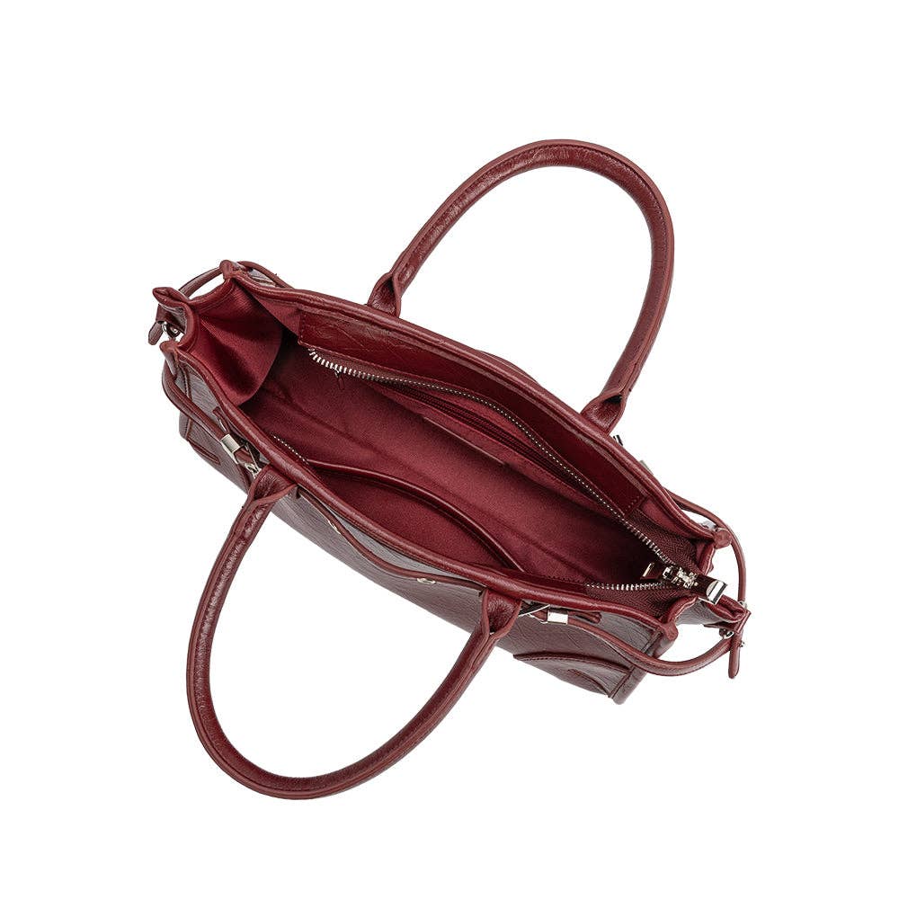 Rhonda Burgundy Recycled Vegan Handle Bag