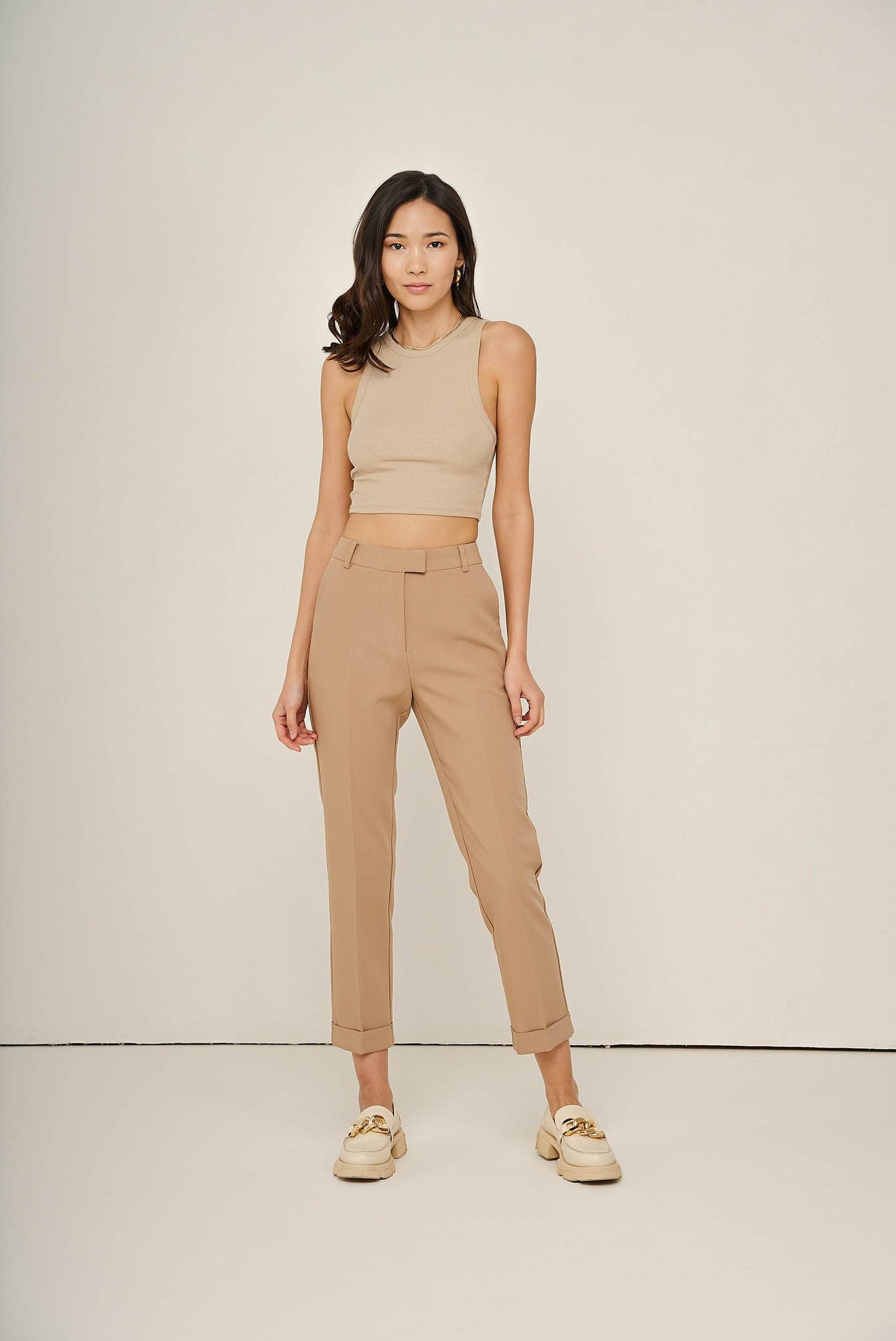 Garance straight tailored pants: Camel / 36/4