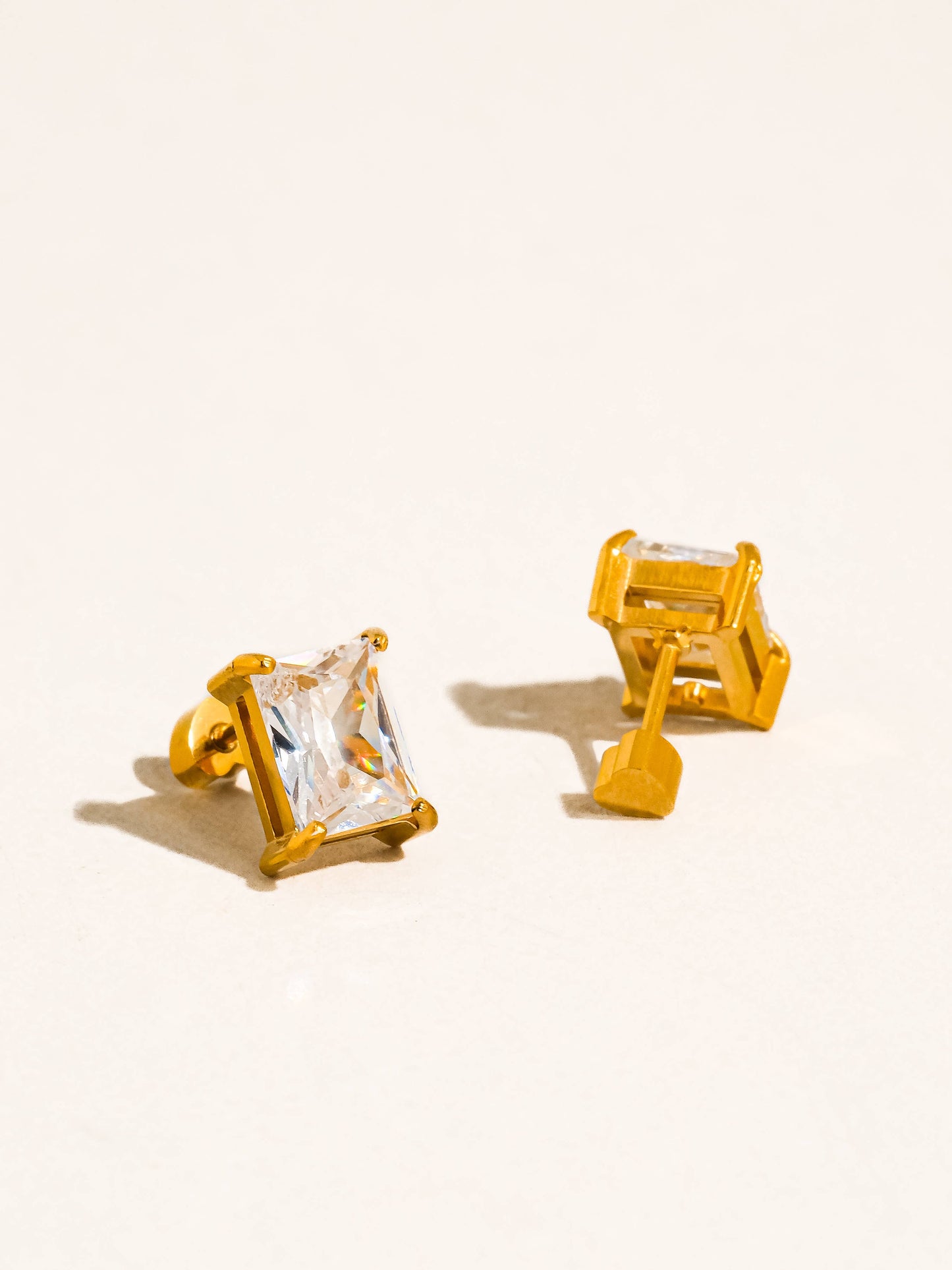 Avenn 18K Gold Non-Tarnish Round CZ  Back Earrings: Yellow Gold / C-Round