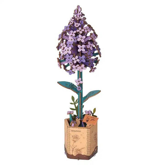 TW021 Lilac Robotime Rowood DIY Wooden Flower 3D Puzzles