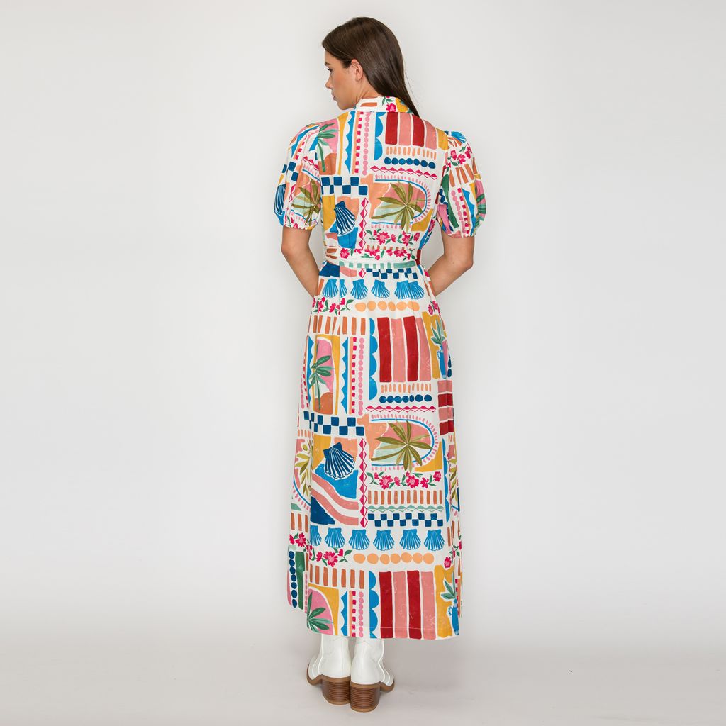 Midi Button Down Dress Multi