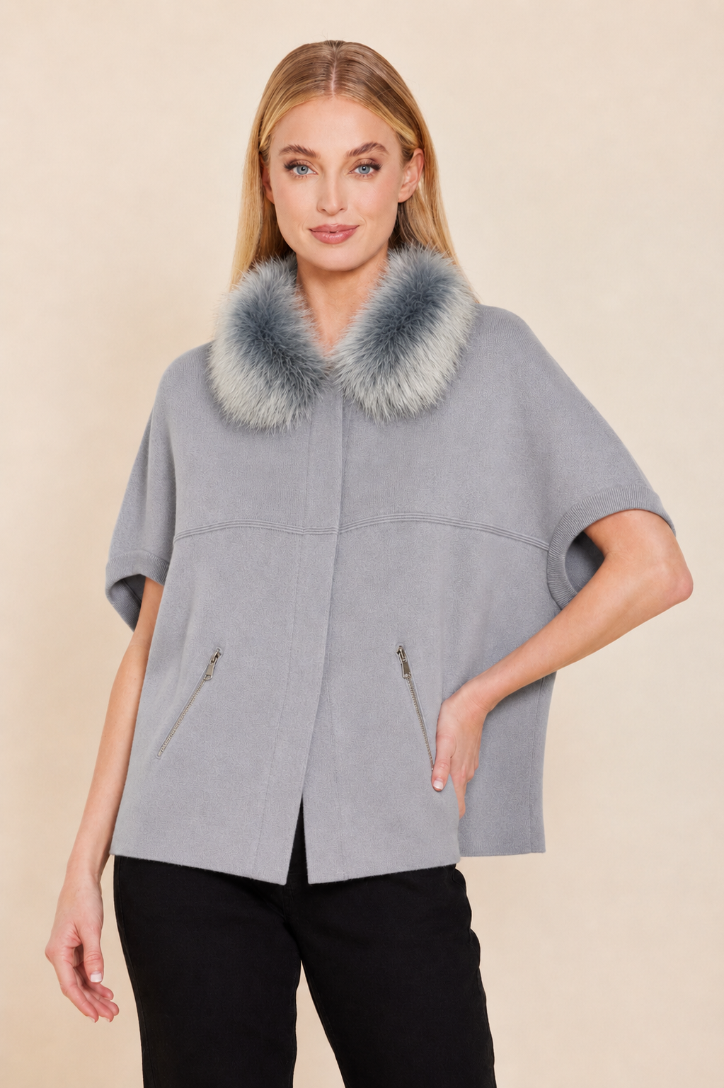 Faux Fur Trim Cardigan