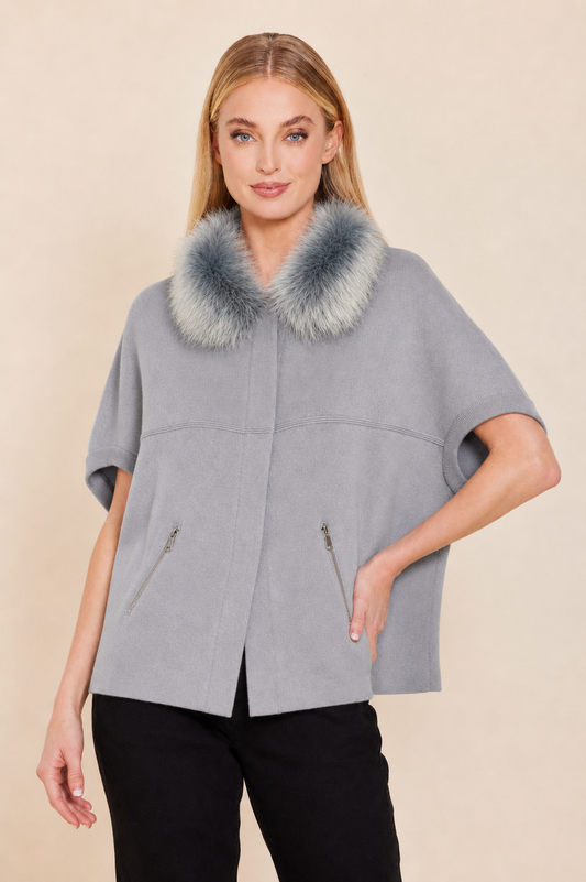 Faux Fur Trim Cardigan