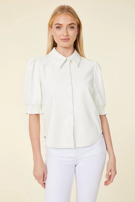 Vegan Leather Elastic Cuff s/s Top