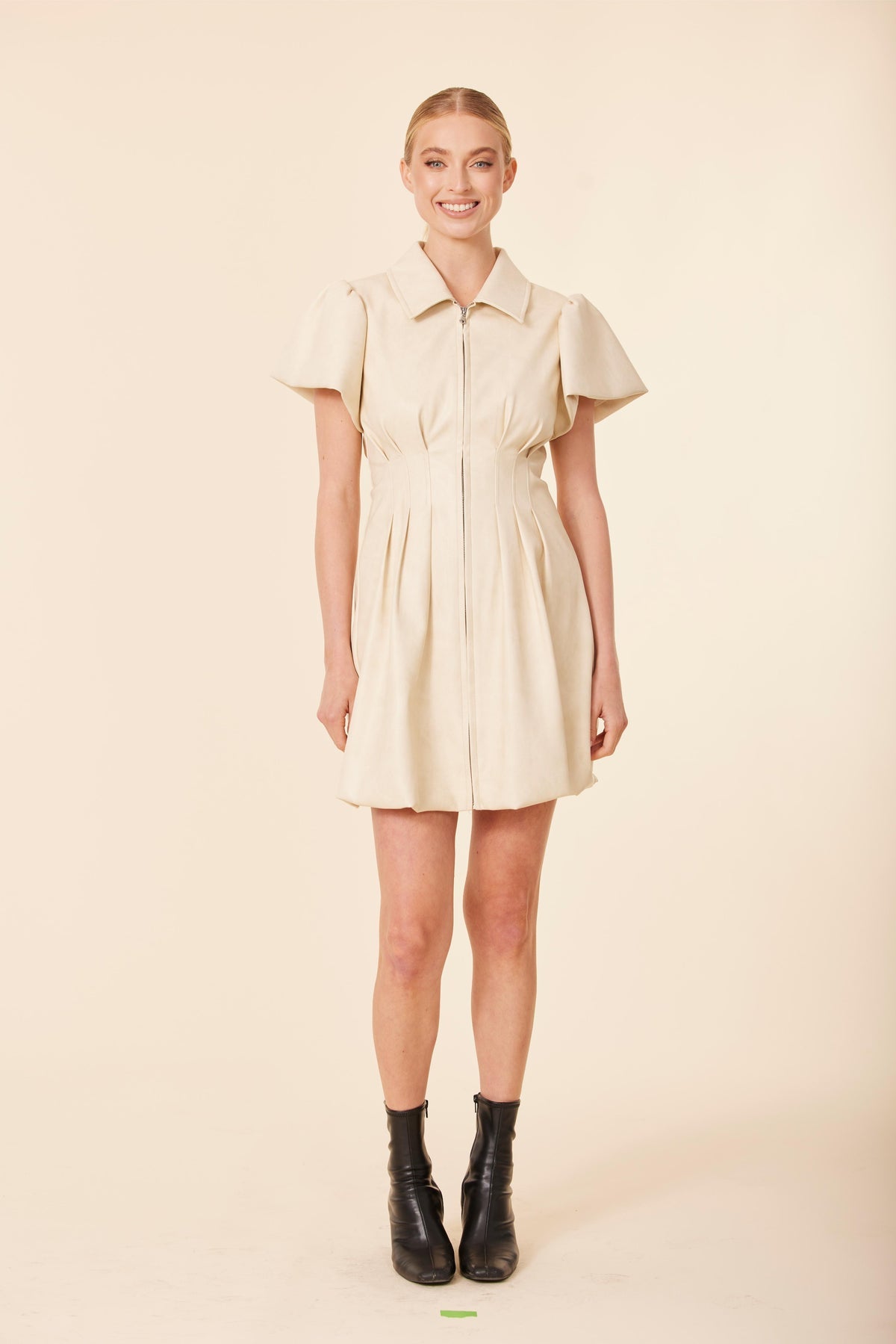 Vegan Lthr Bubble Bone Dress
