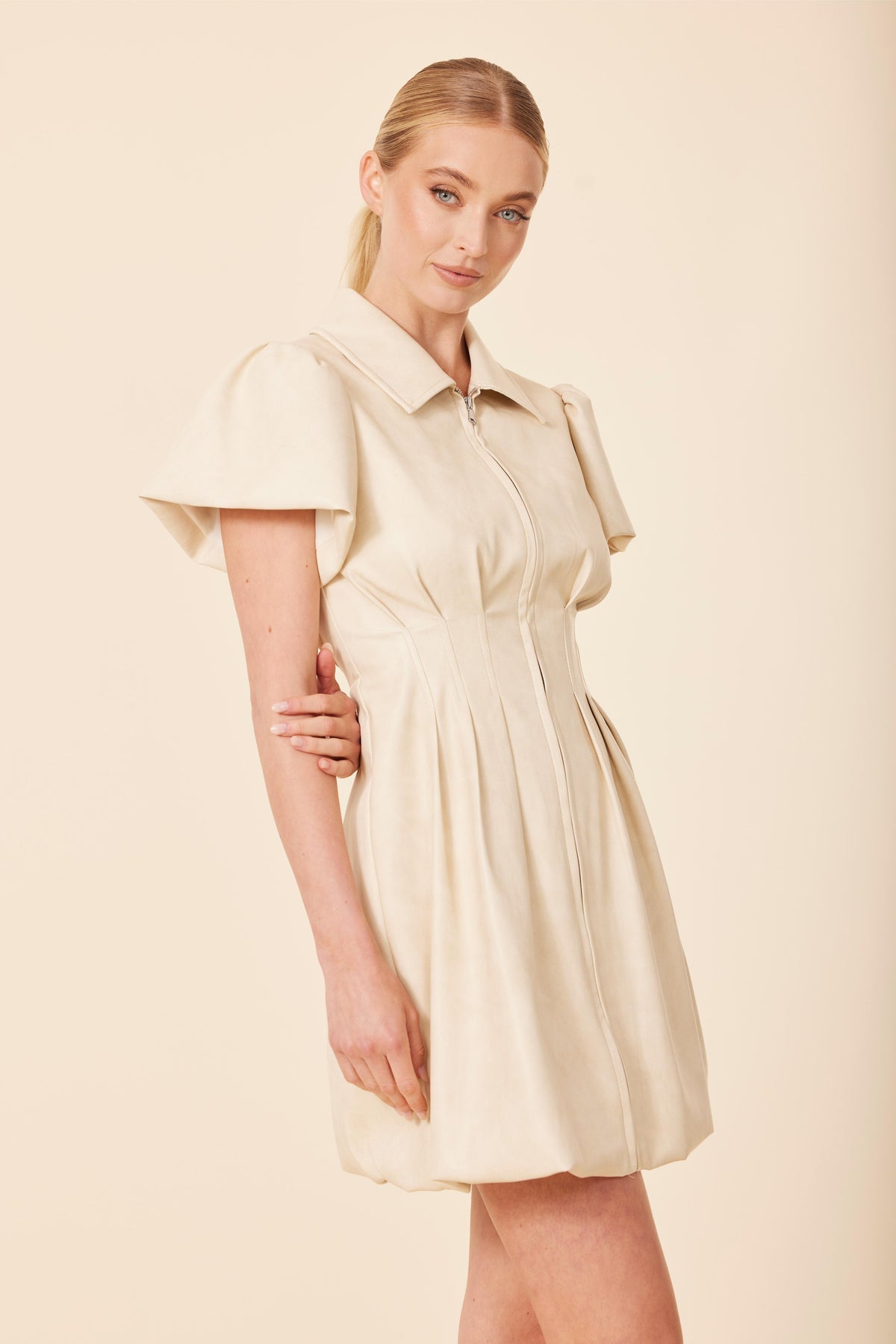 Vegan Lthr Bubble Bone Dress