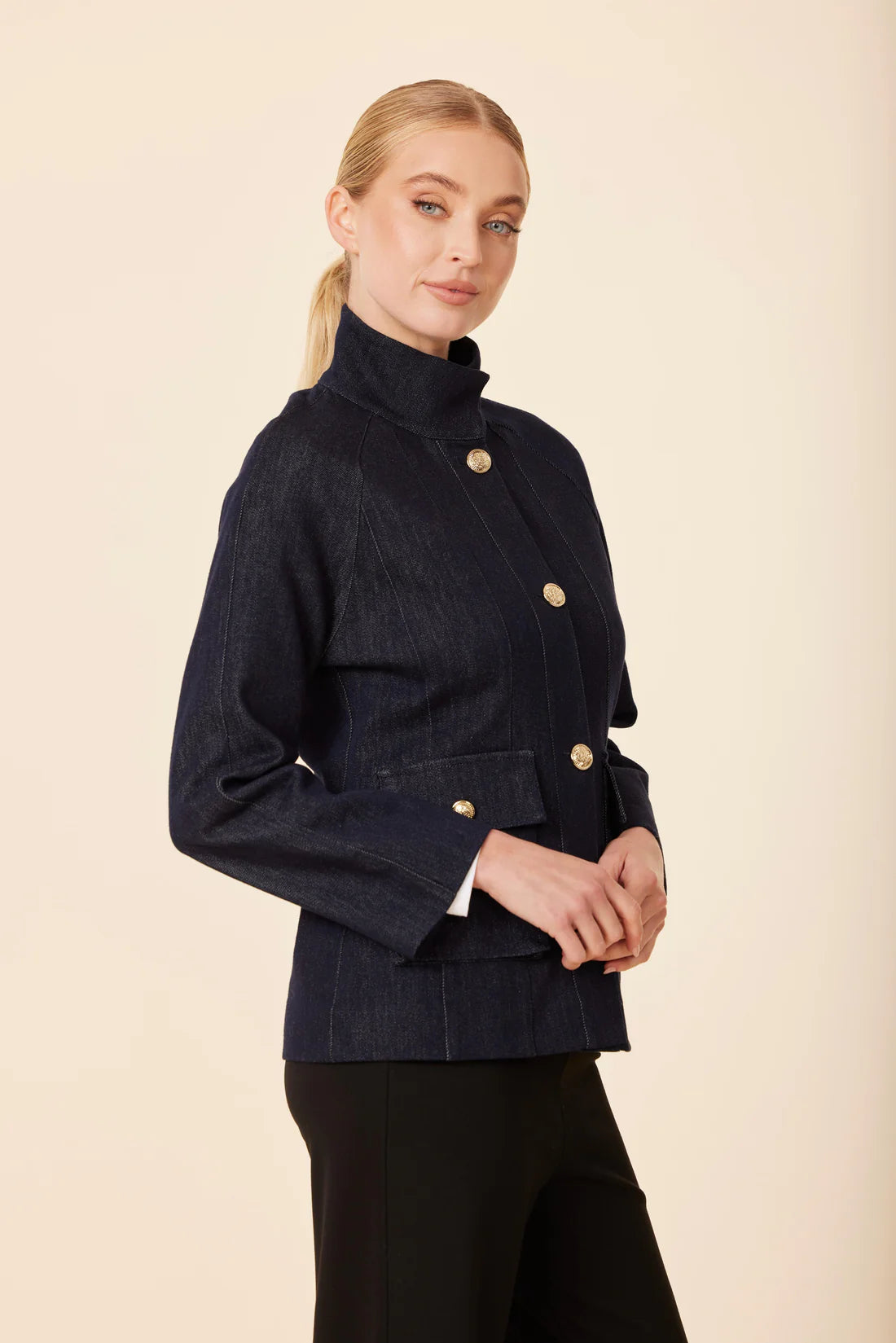 Denim Jacket With Gold Buttons