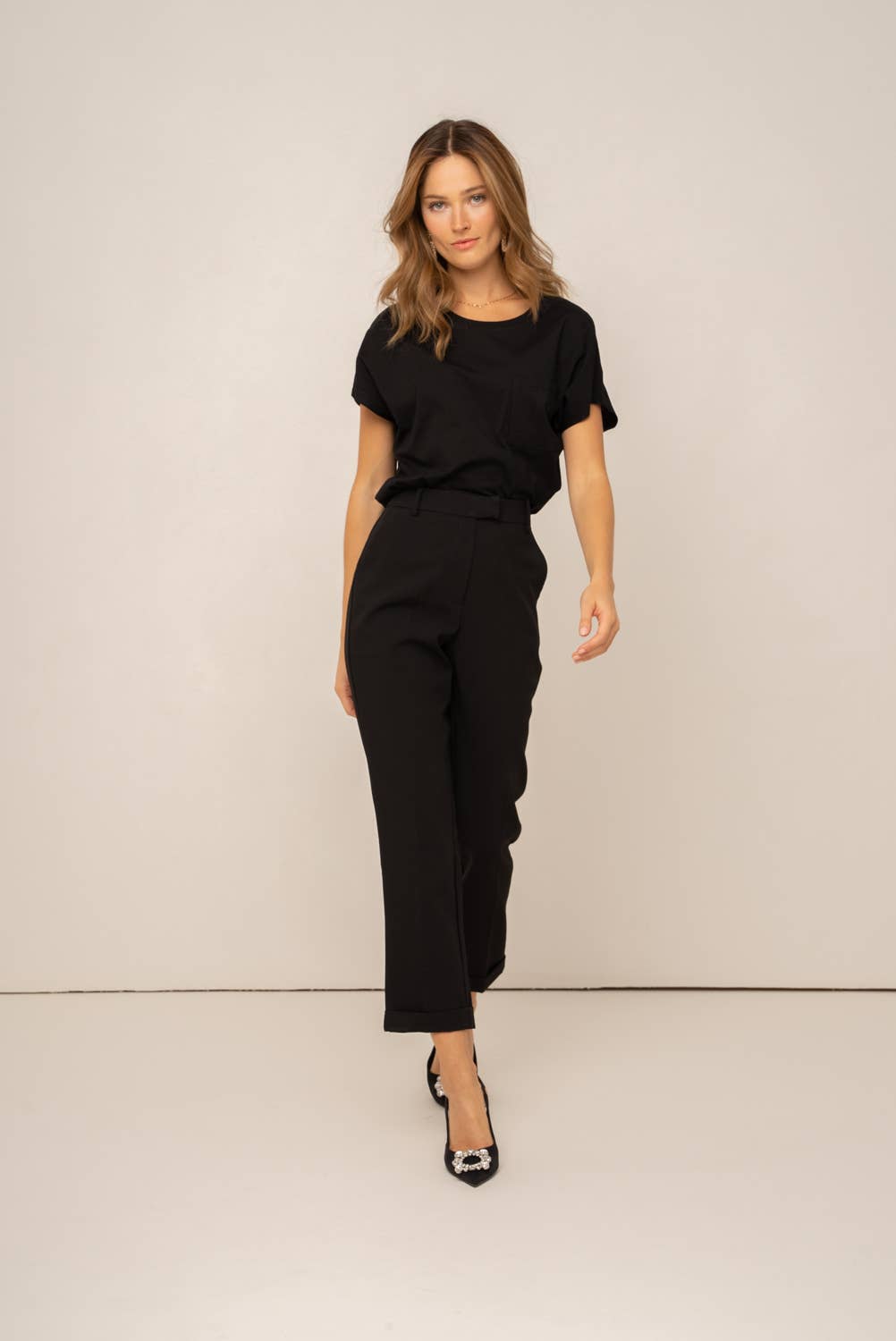 Garance straight tailored pants: Navy / 34