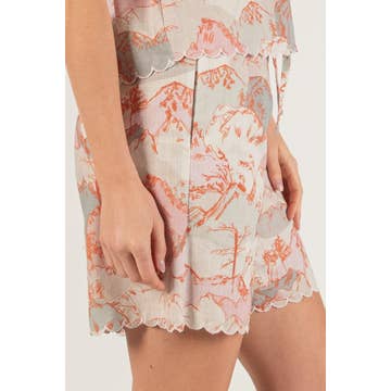 Linen Short/Top Set with Scalloped Hem