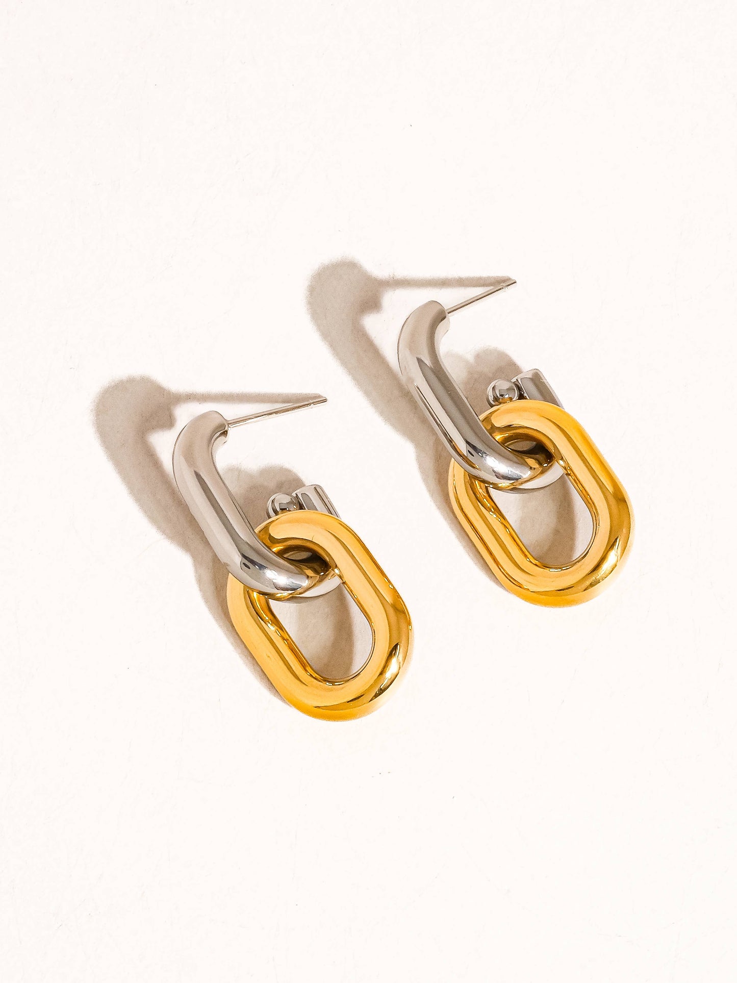 Jaxon 18K Non-Tarnish Double Chain Earring: Multi-Colored