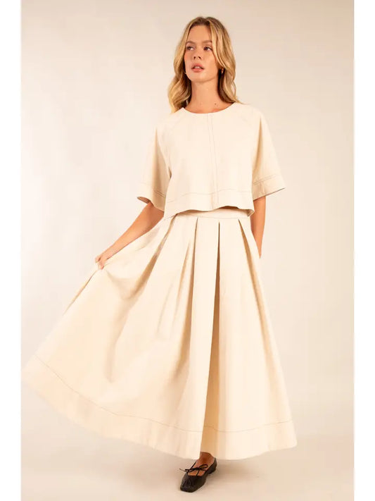 Back Tie Detail Latte Structured Top