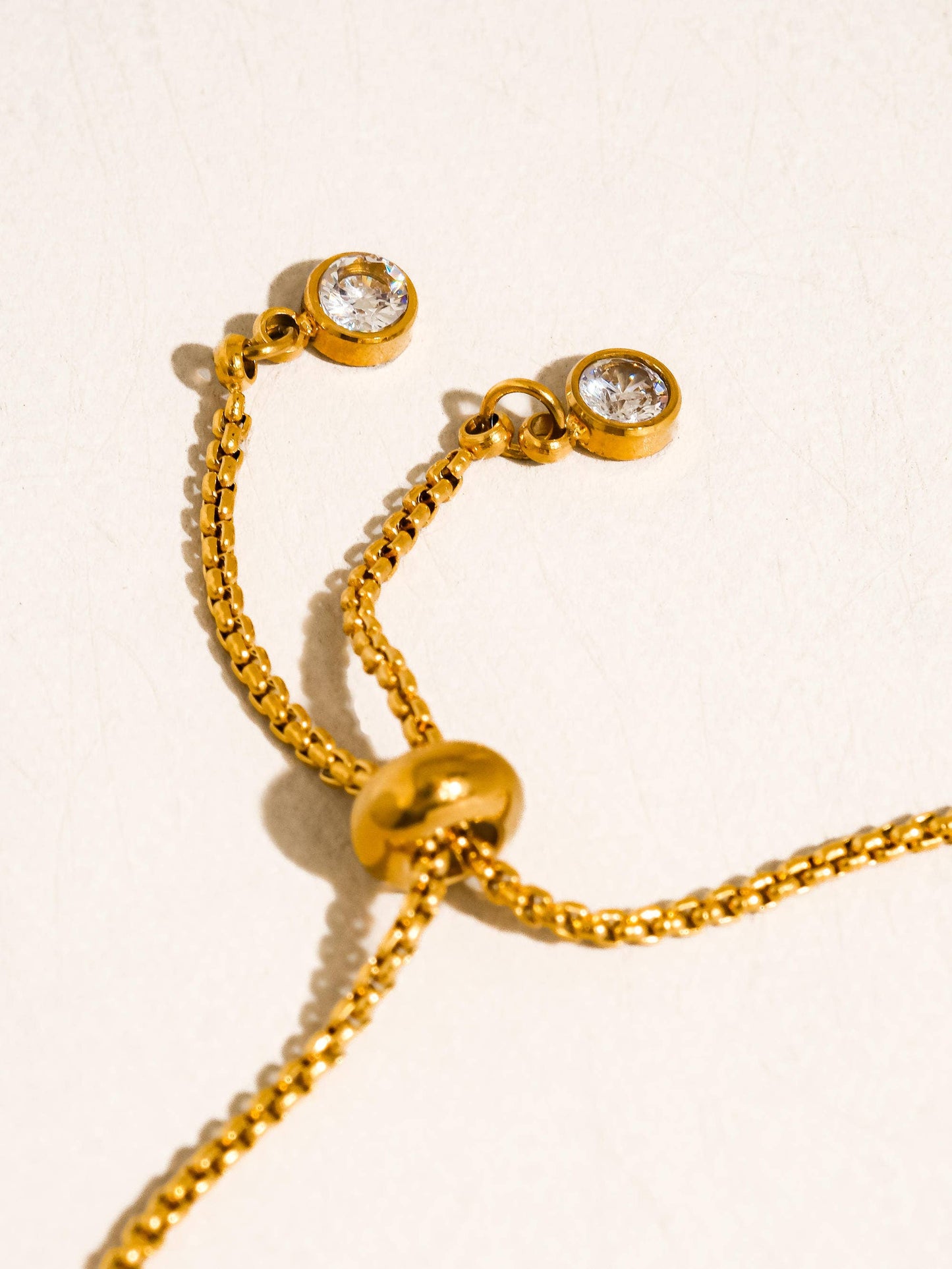 Montessa 18K Gold Non-Tarnish CZ Adjustable Bar Bracelet: Yellow Gold