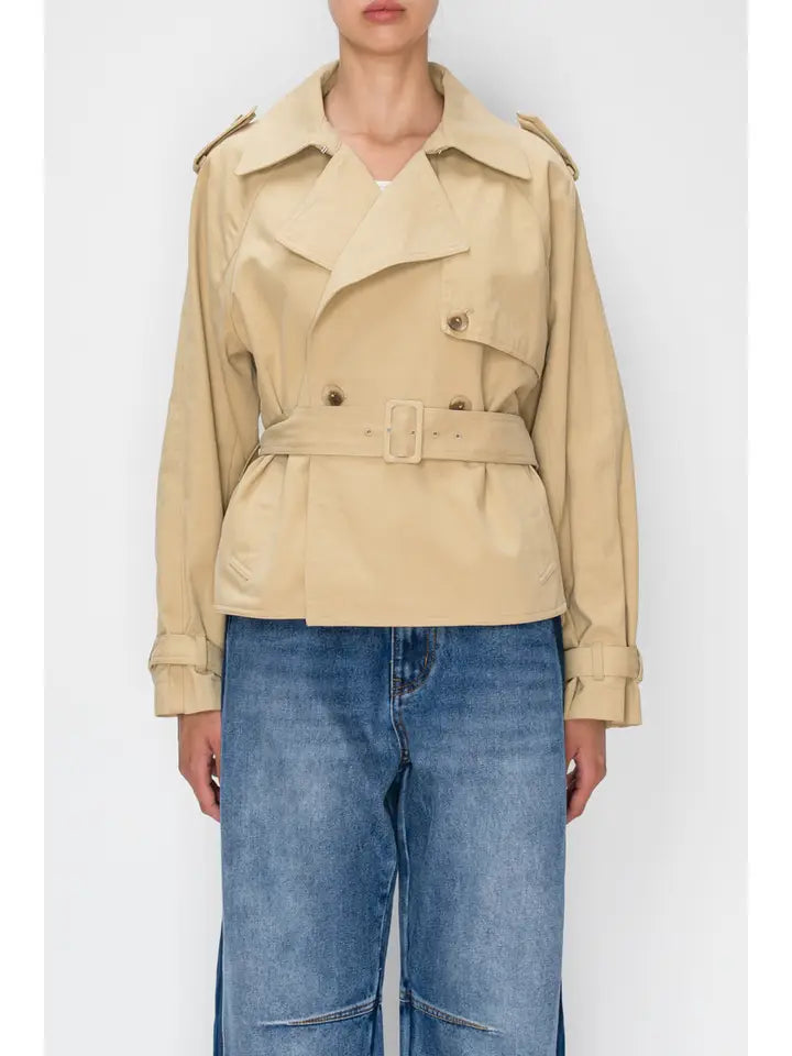 Double Breasted Belted Trench Jacket