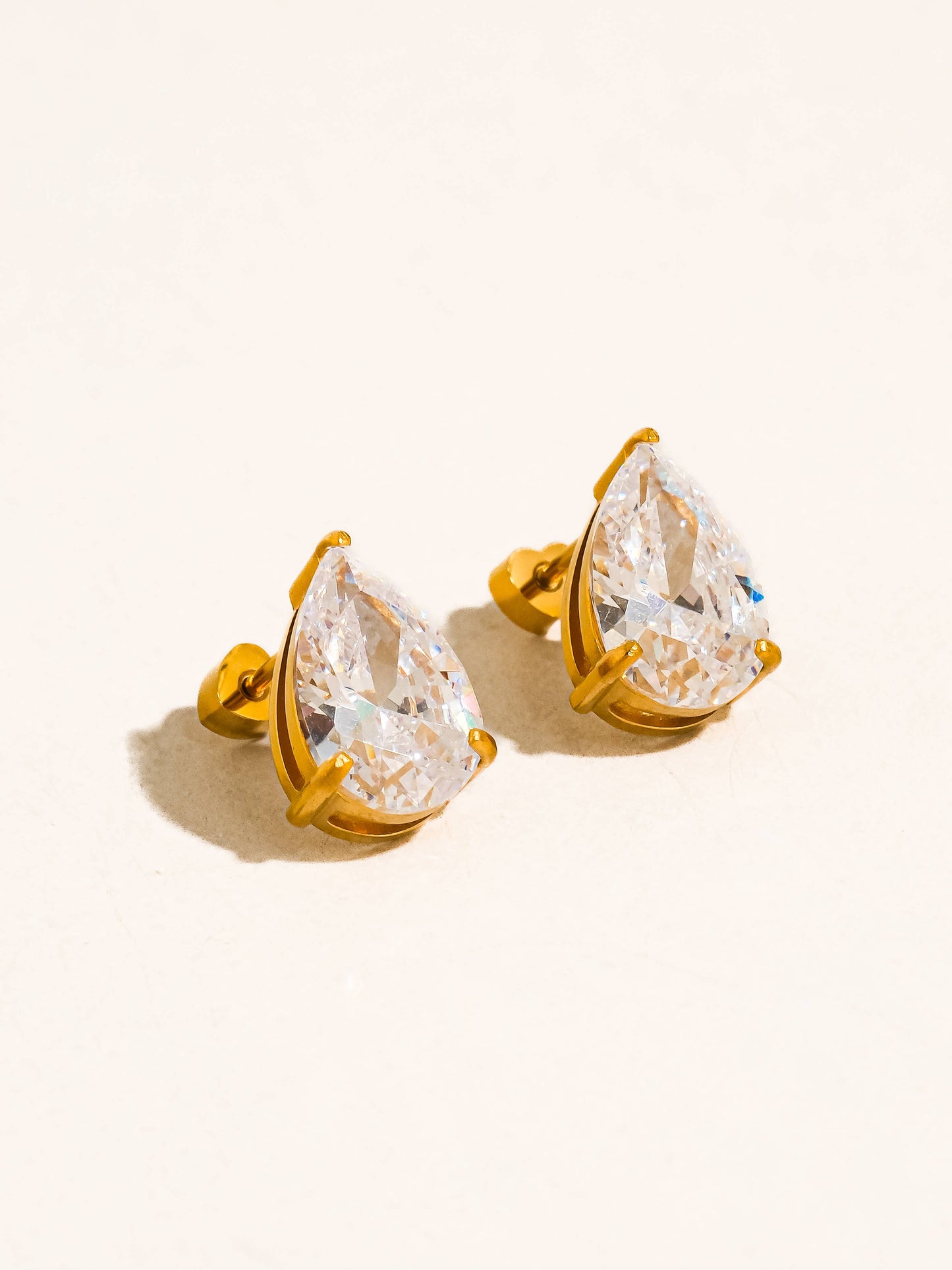 Avenn 18K Gold Non-Tarnish Round CZ  Back Earrings: Yellow Gold / C-Round