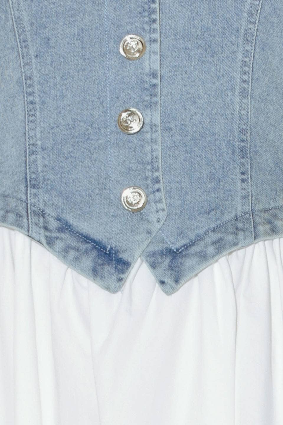 Woven midi dress DENIM/ WHITE