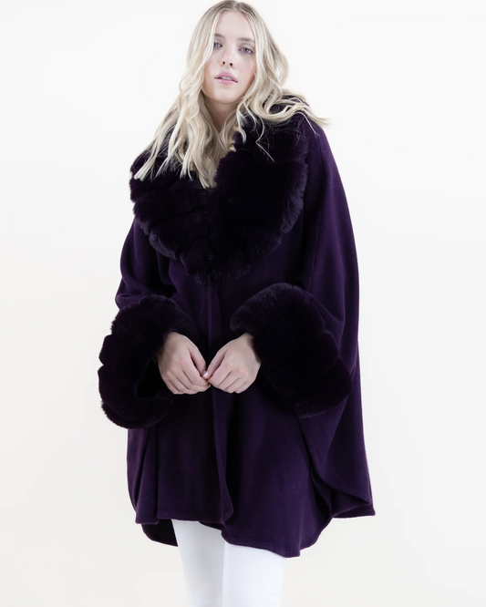 Ribbed Faux Fur Cape