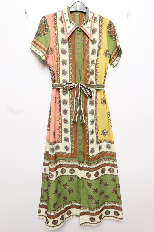 S/S Multi Print Midi Dress