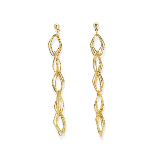 AER073 - Textured Diamond Chain Earrings