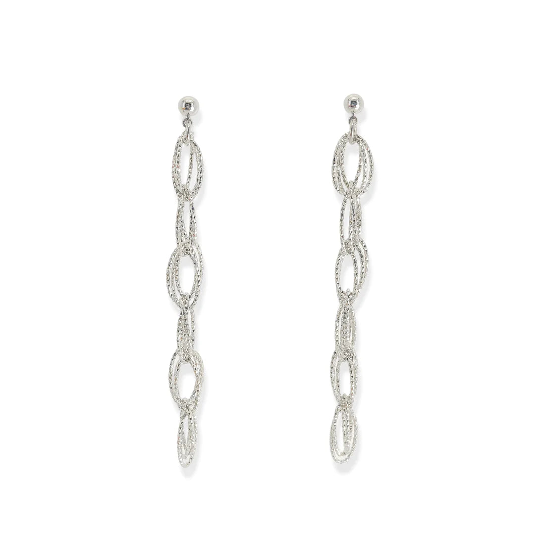 AER074 -Textured Oval Chain Earrings