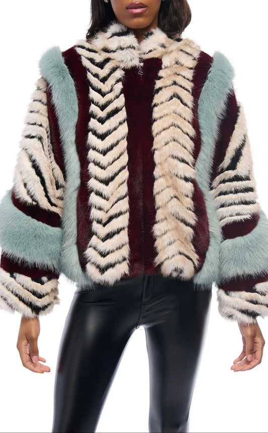 Multi Color Faux Fur Jacket