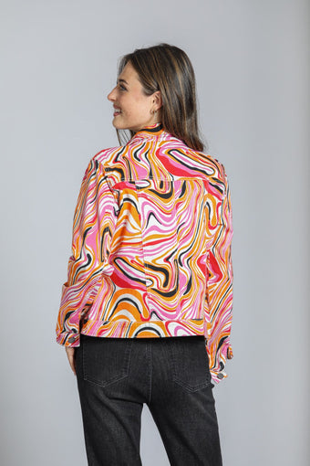 Printed Denim Jacket Pink/ Orange