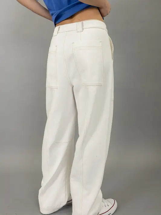 Cotton Twill Baloon Button Detail Pant