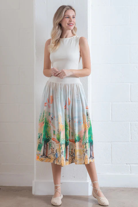 Mixed Media Midi Sleeveless Dress