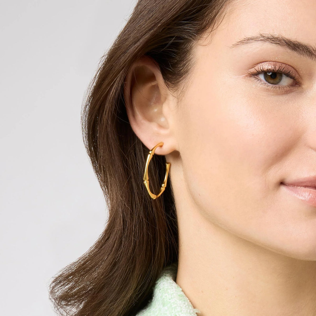 Bamboo Medium Hoop 24K Gold Plate